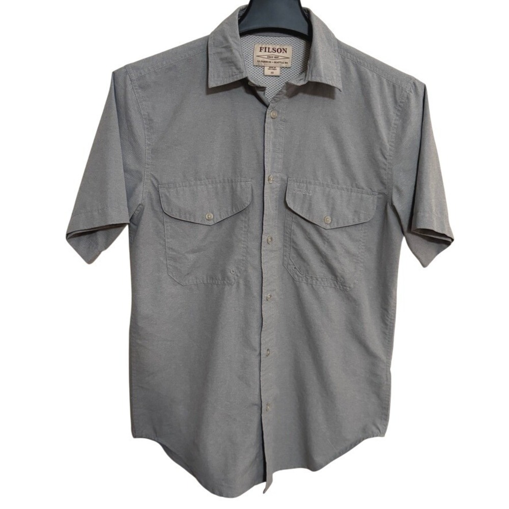 Filson Garment Button Up Shirt Mens XS Short Sleeve Fishing Vented Hikin Outdoor